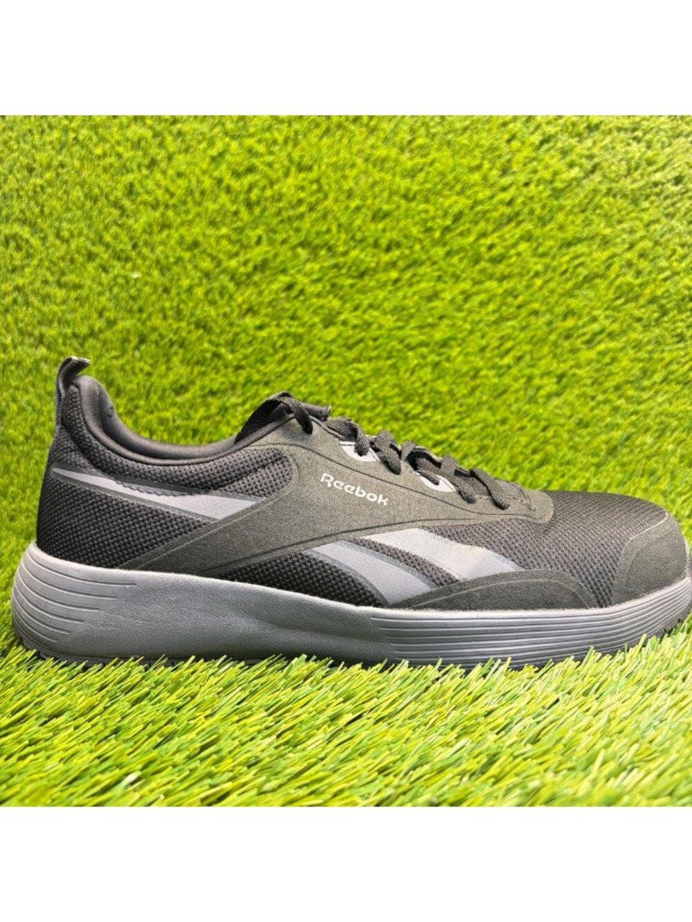 Reebok Lite Plus 4 SR Mens Size 8W Black Gray Composite Toe Safety Work Shoes